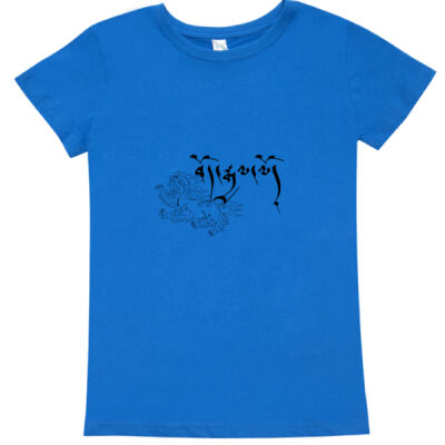 Ladies Modern Fit – Black Snow Lion and text 'Victory to Tibet' Thumbnail