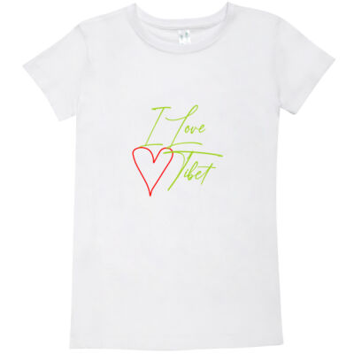 Ladies Modern Fit – I Love Tibet (green text) Thumbnail