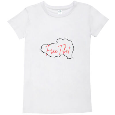 Ladies Modern Fit – Free Tibet Map (red text) Thumbnail