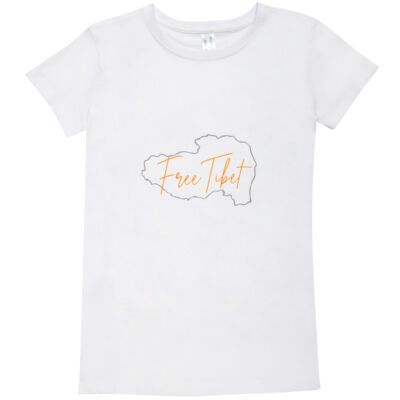 Ladies Modern Fit – Free Tibet Map (orange text) Thumbnail
